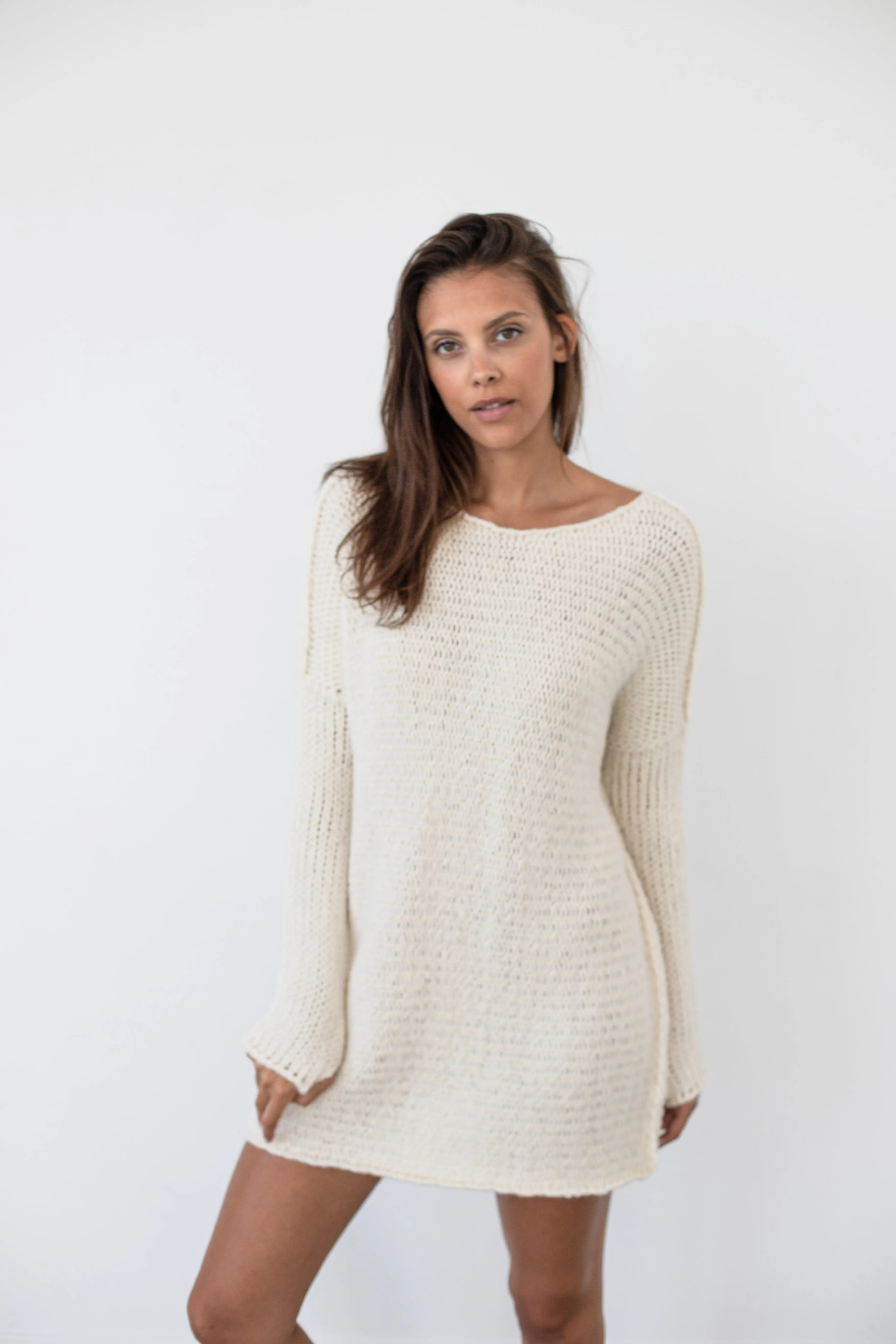 Off white Alpaca Chunky knit woman sweater