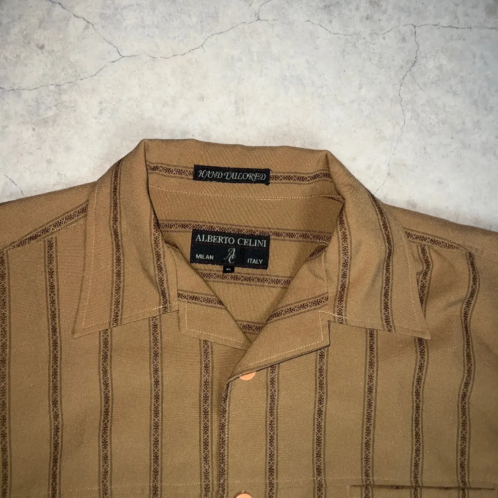 OPEN COLLAR STRIPE SHIRT / XL