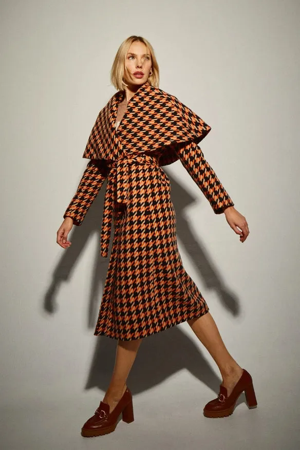 Orange Houndstooth Coat