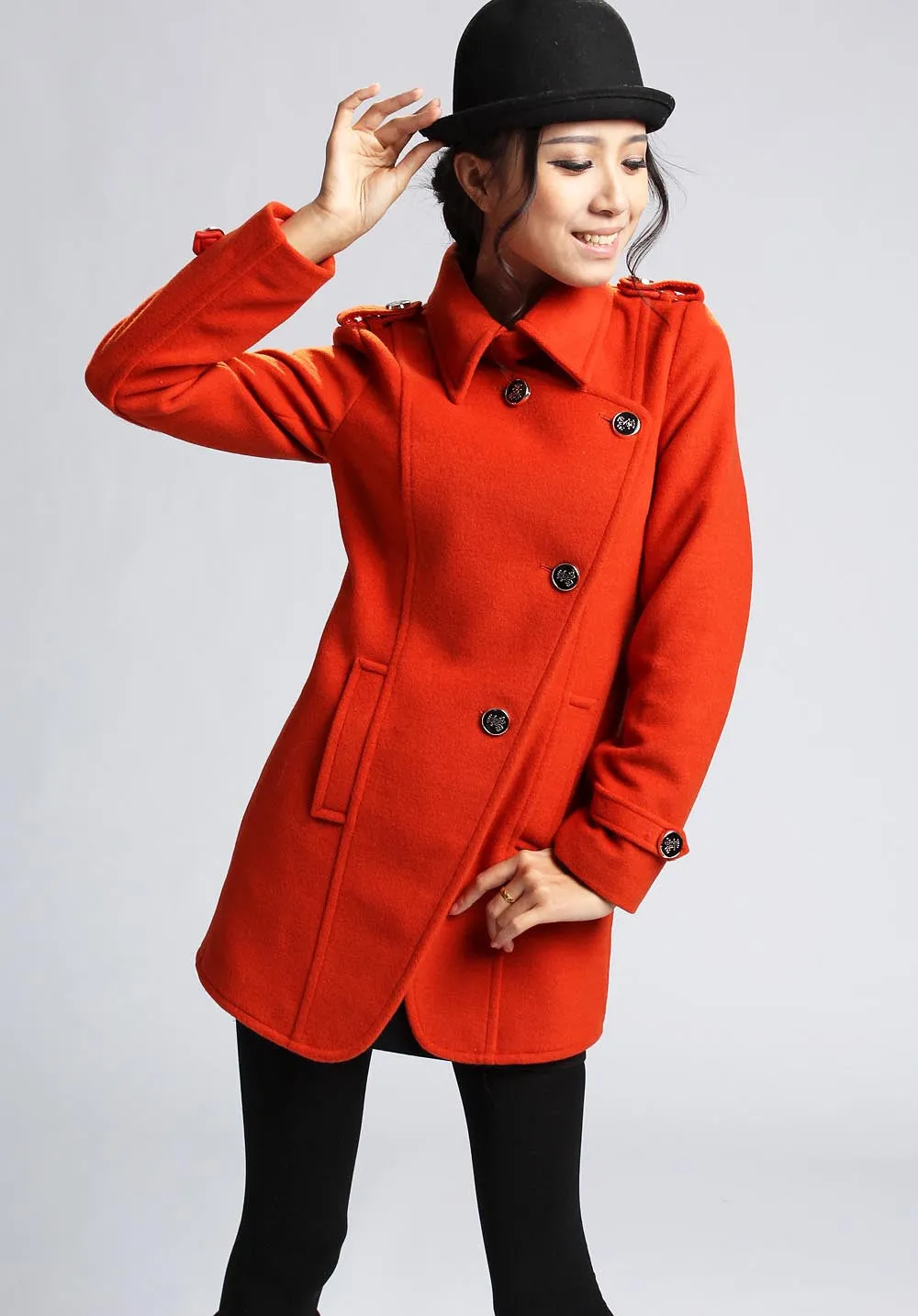 Orange Wool Coat Winter Jacket (403)