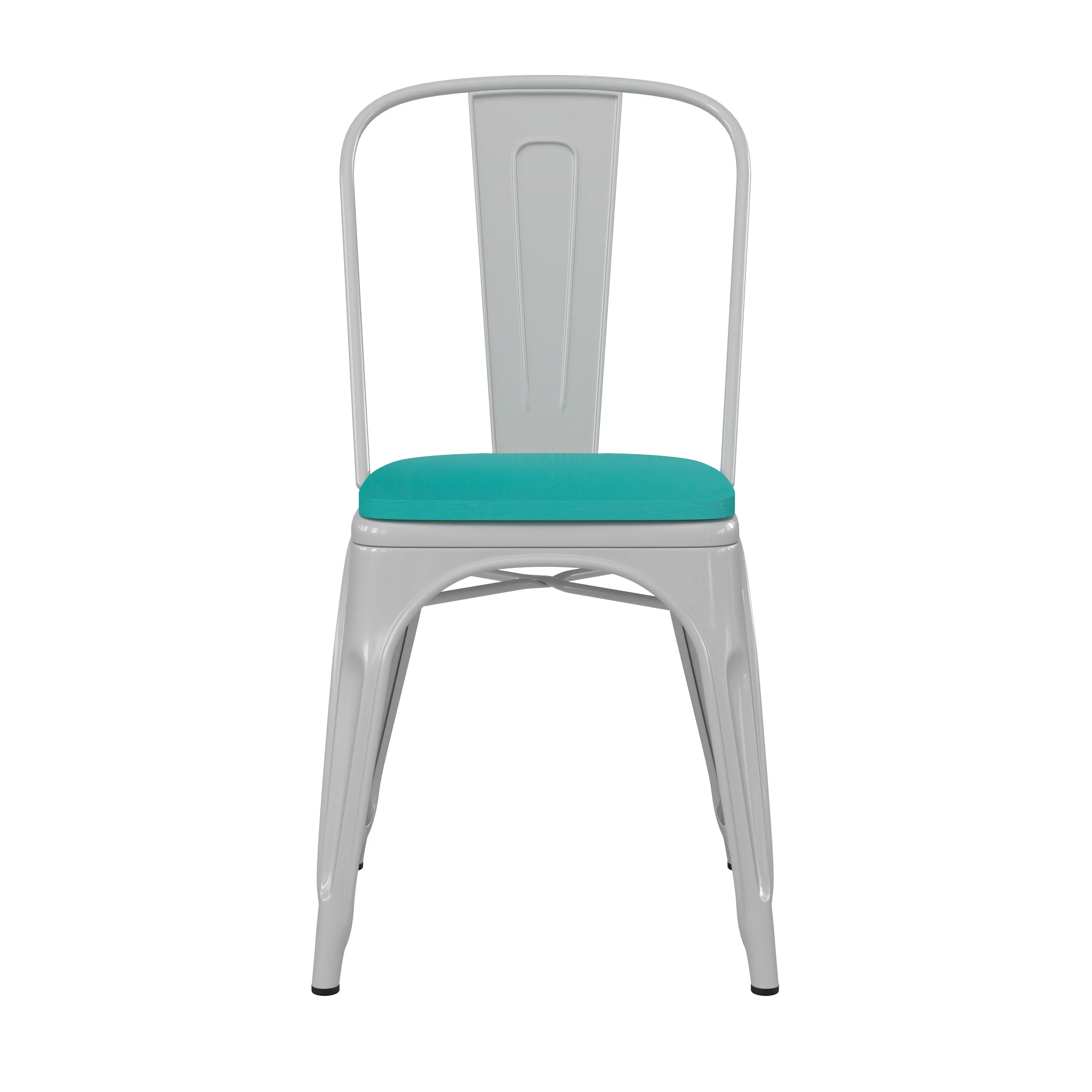 Perry Commercial Grade Metal Indoor-Outdoor Stackable Chair with All-Weather Polystyrene Seat