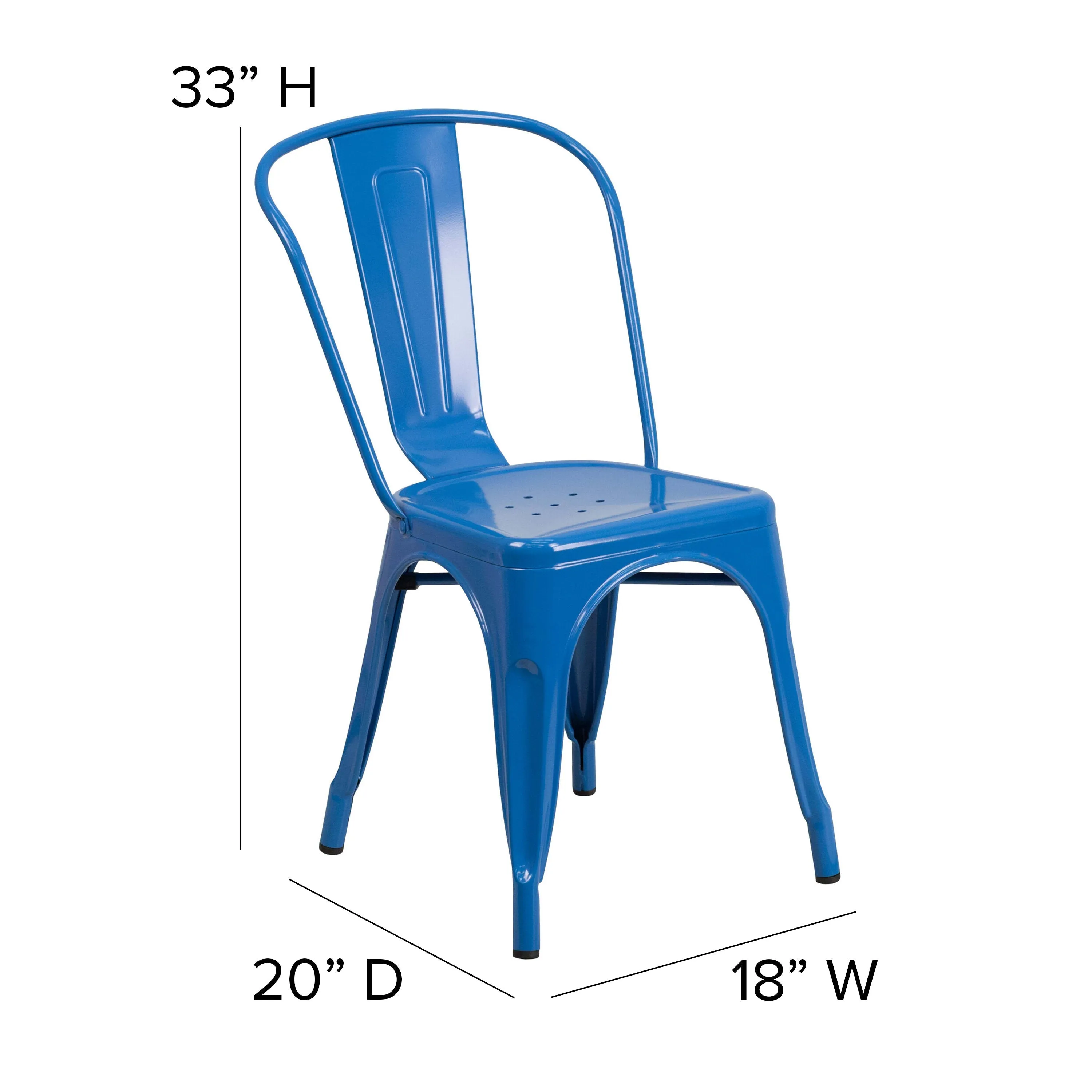 Perry Commercial Grade Metal Indoor-Outdoor Stackable Chair with All-Weather Polystyrene Seat