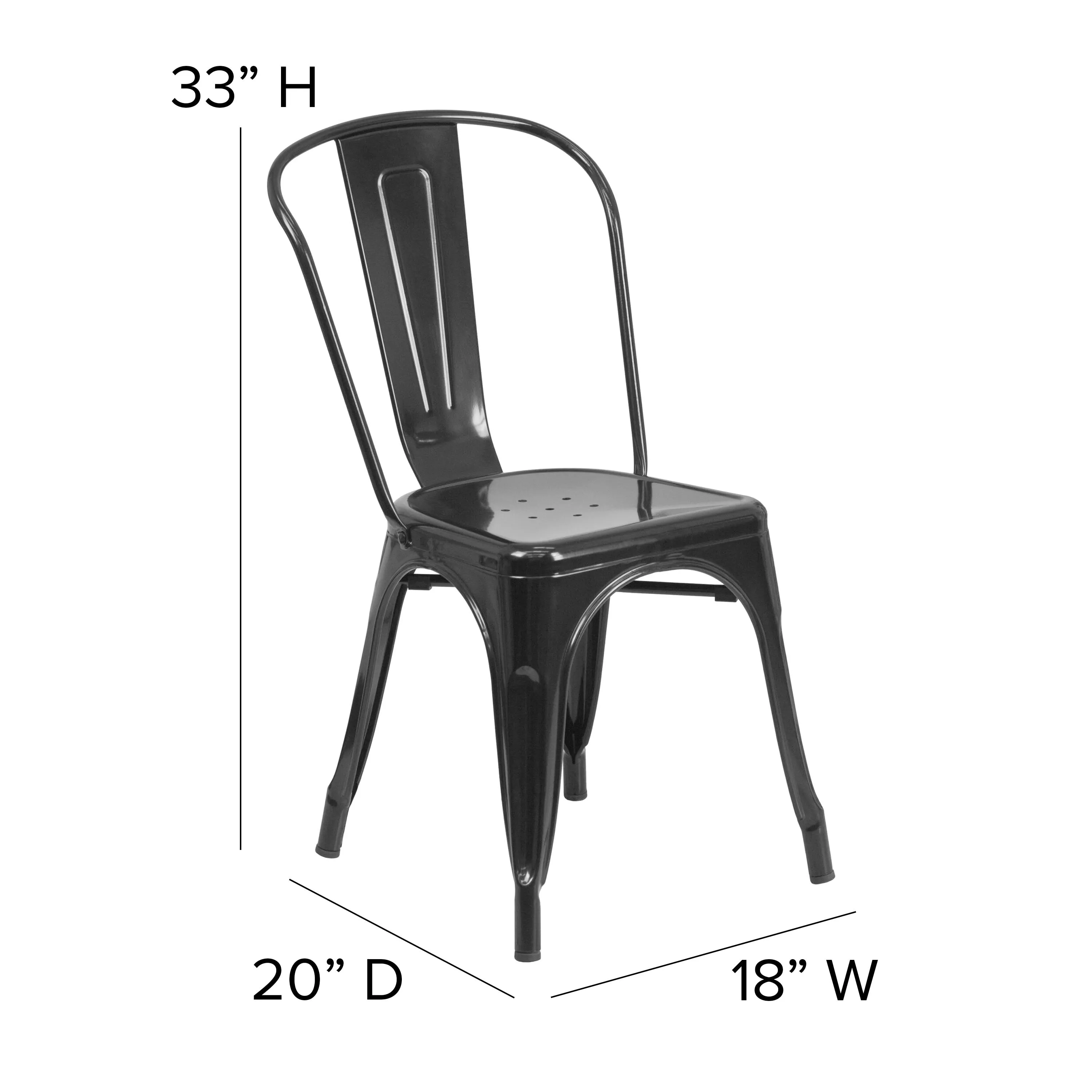 Perry Commercial Grade Metal Indoor-Outdoor Stackable Chair with All-Weather Polystyrene Seat