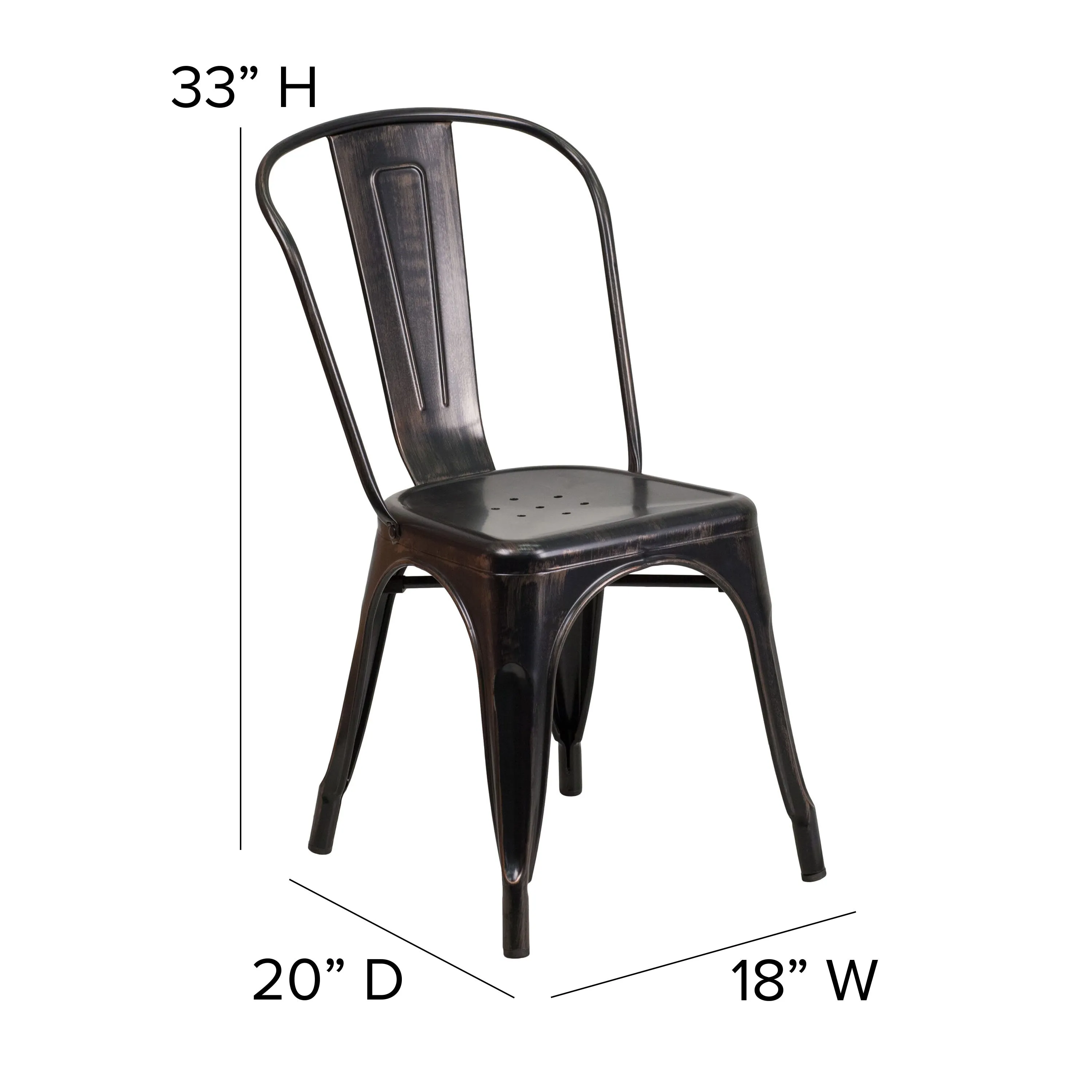 Perry Commercial Grade Metal Indoor-Outdoor Stackable Chair with All-Weather Polystyrene Seat