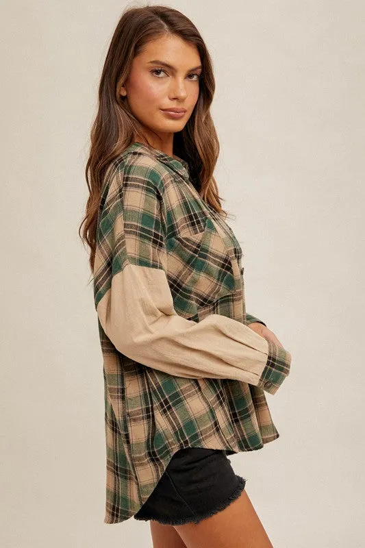 Pine & Taupe Plaid Shacket - FINAL SALE