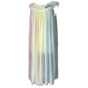 Pink, yellow and blue ombre nylon 1960s babydoll nightdress