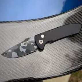 Pro-Tech LG401 Short Bladed Rockeye Folding Knife 2.5in Midnight Camo S35VN Steel Blade