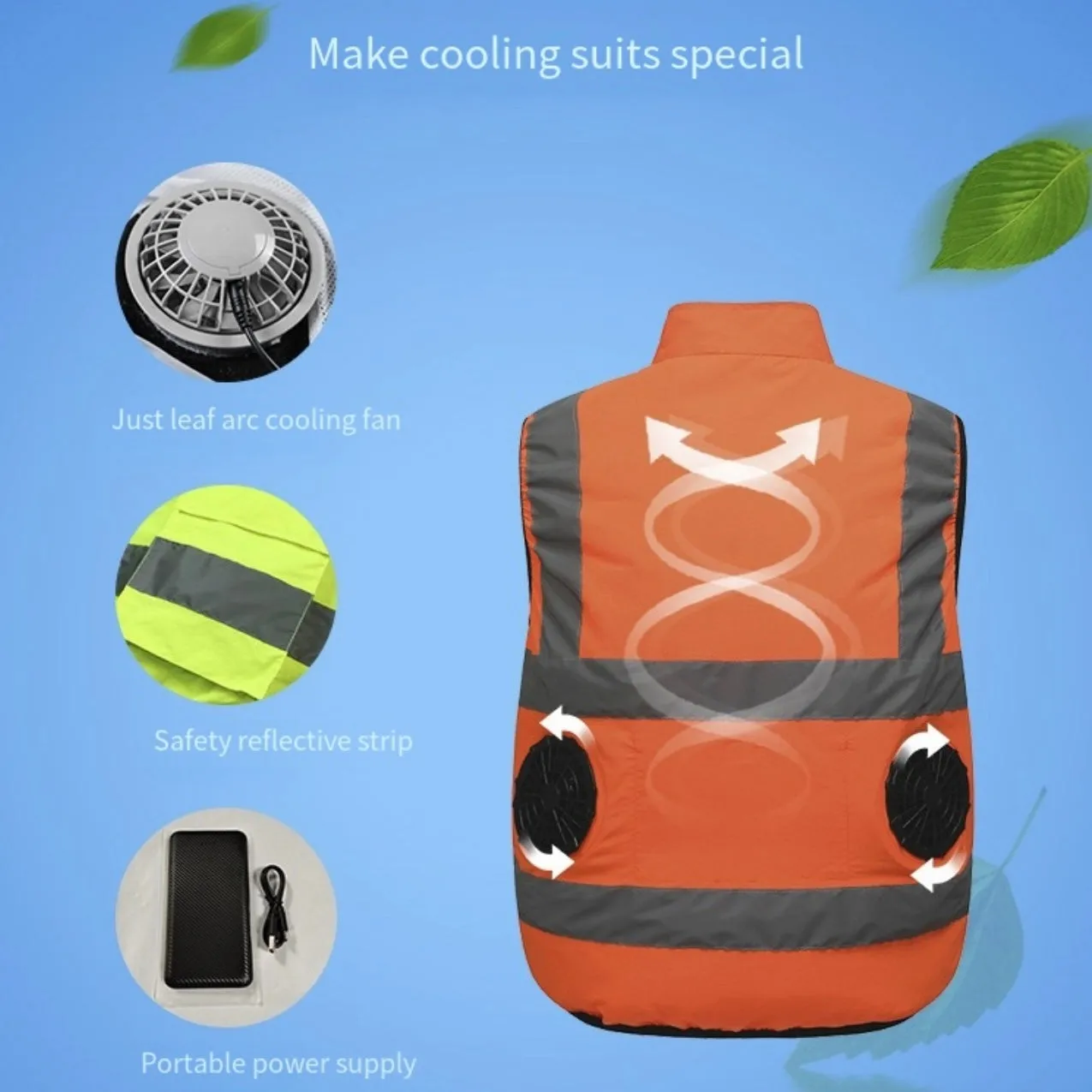 Reflective Cooling Fan Vest Summer Outdoor Workwear Cooling Vest for Outdoor Working