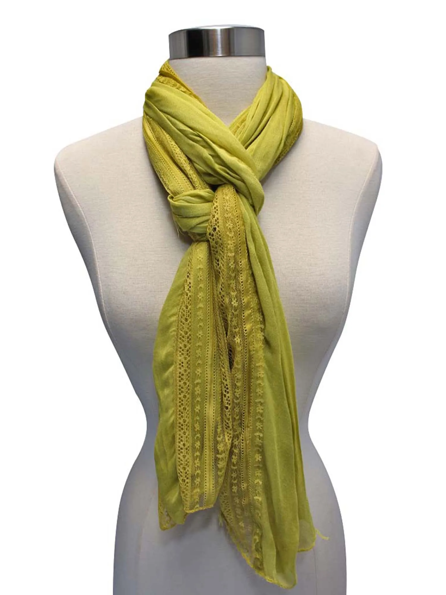 Silky Lightweight Scarf With Lace