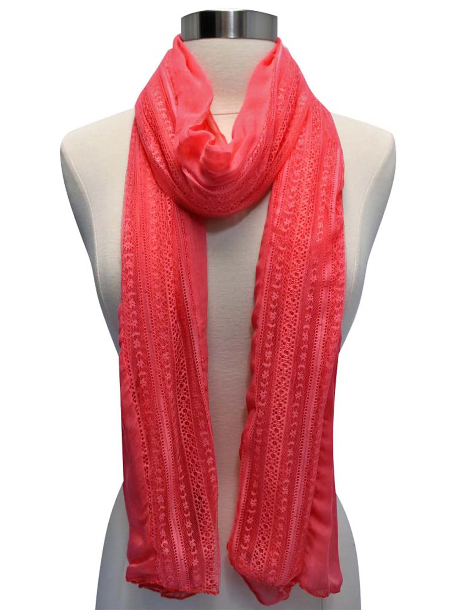 Silky Lightweight Scarf With Lace