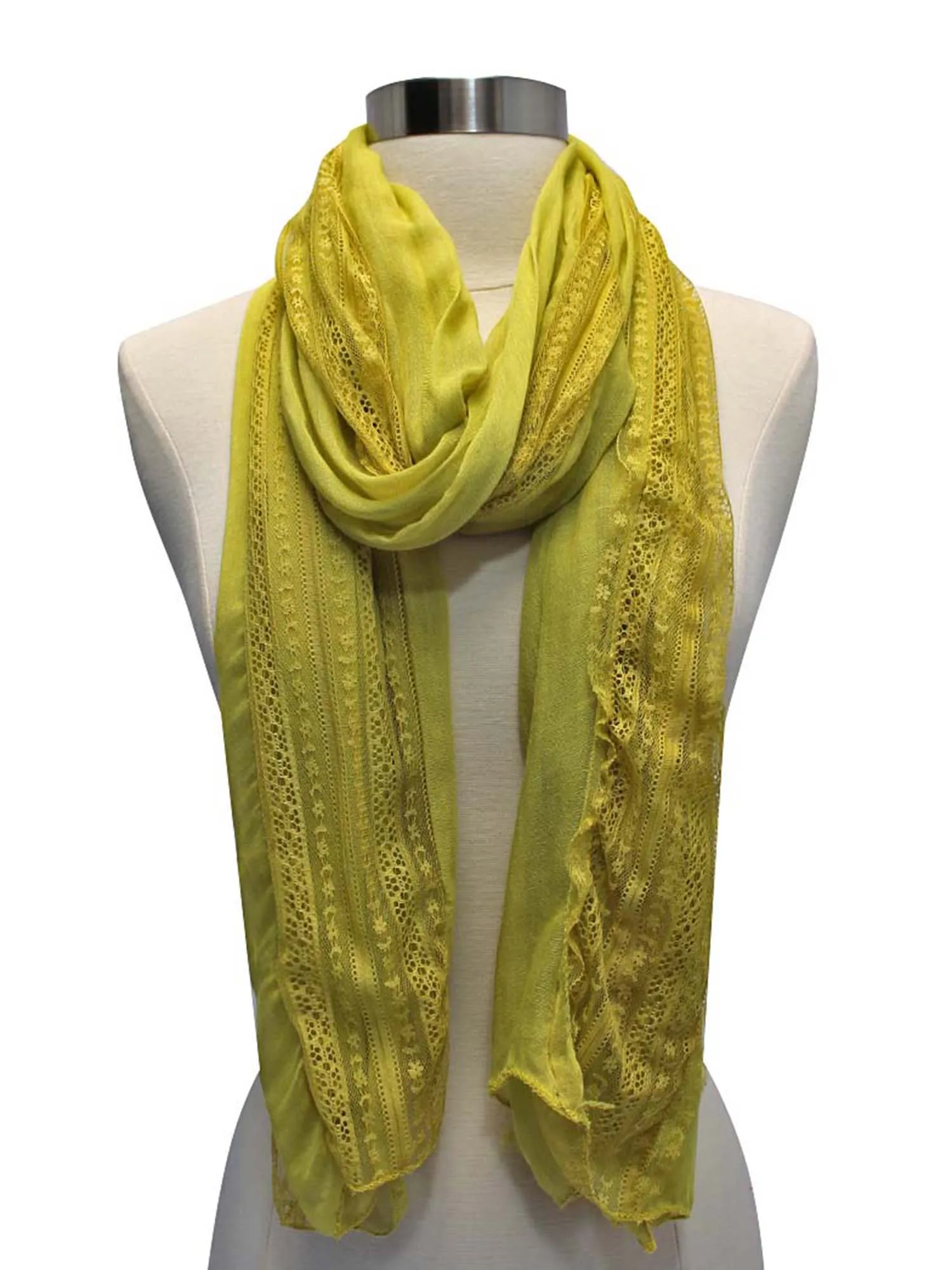 Silky Lightweight Scarf With Lace