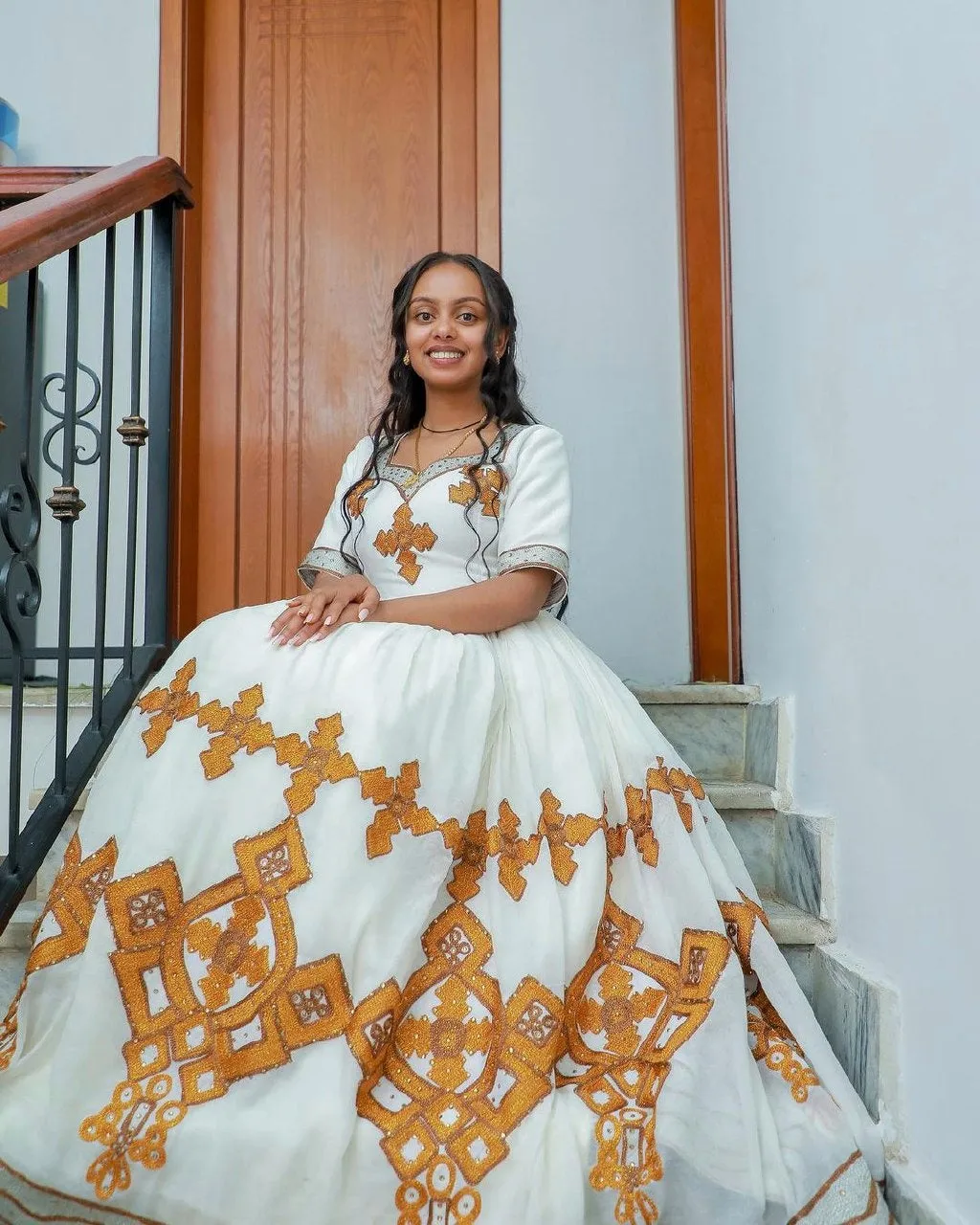 Sparkling Ethiopian Wedding Dress Gorgeous Beaded Habesha Dress