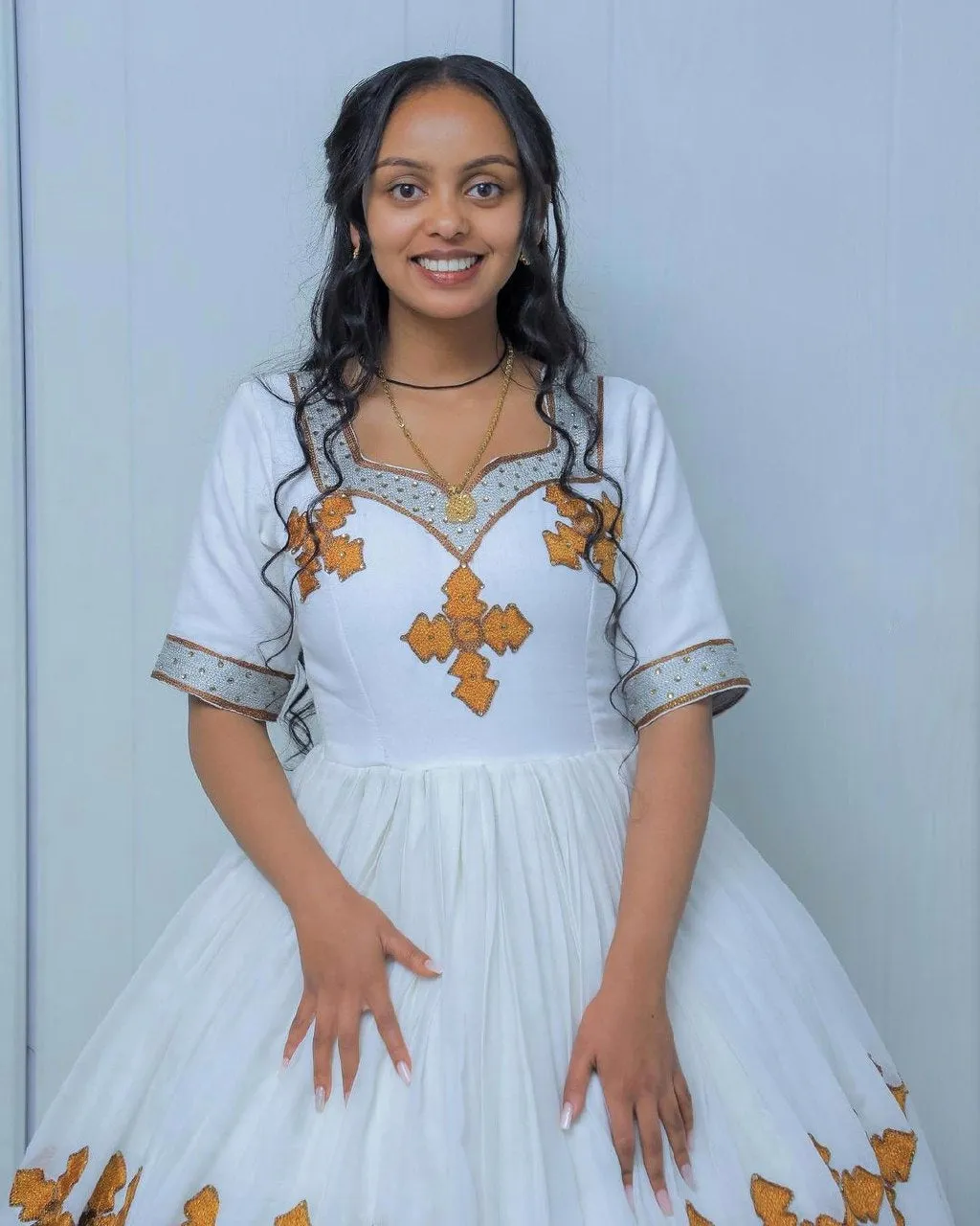 Sparkling Ethiopian Wedding Dress Gorgeous Beaded Habesha Dress