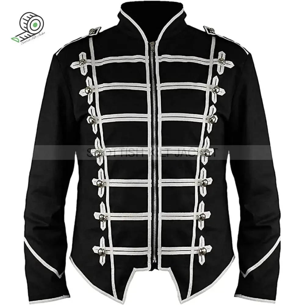 Steampunk Emo Punk Black Parade Coat for Goth Military Officer Made of Cotton