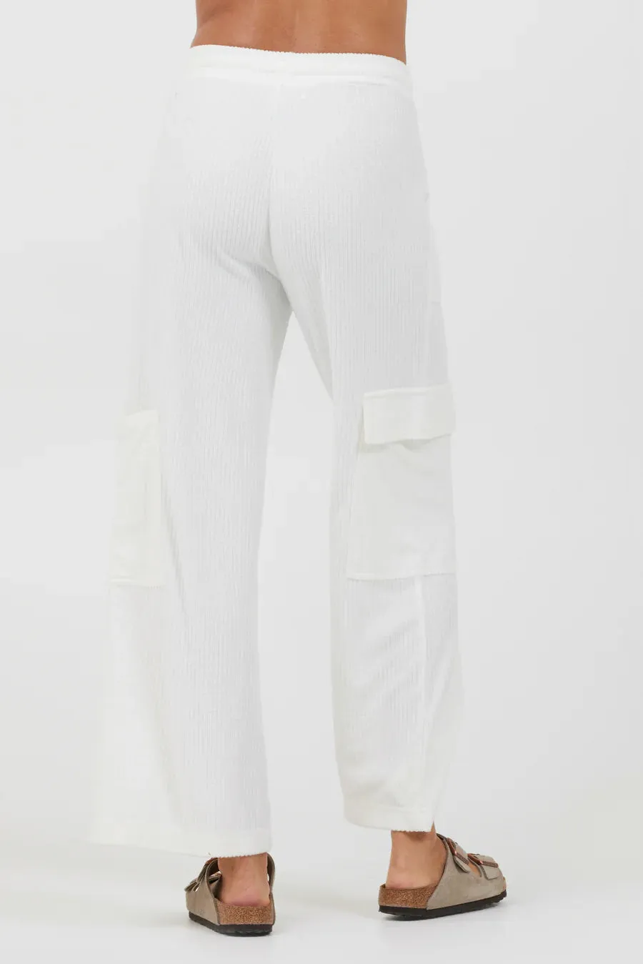 Terry Cargo Pants - White