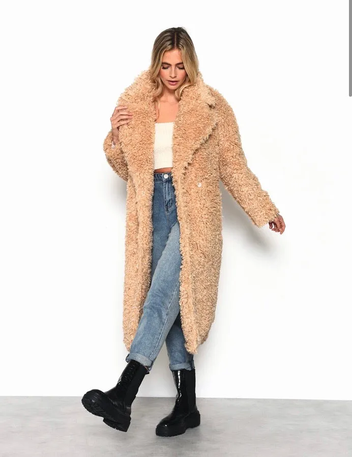 Toffee longline teddy coat