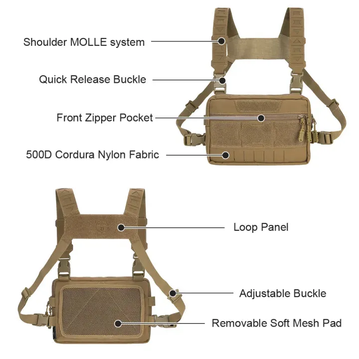 TOPTACPRO Tatcical Chest Rig Bag Chest Recon Bag MOLLE 8511