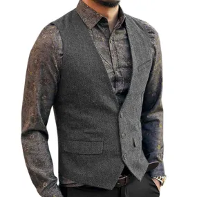 V-neck Tweed Single Breasted Vest