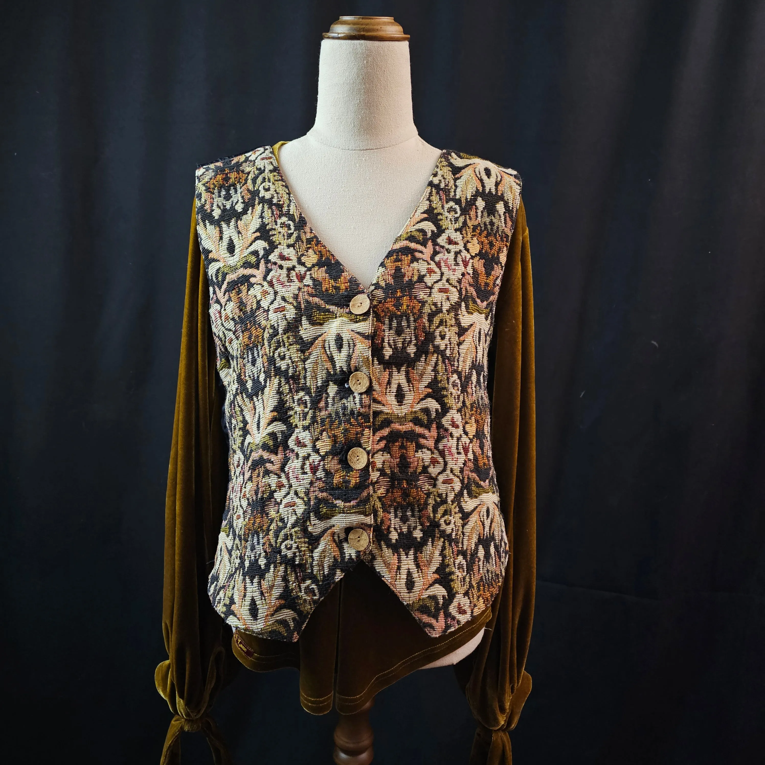 Vintage Retro Lined Tapestry Vest Size M