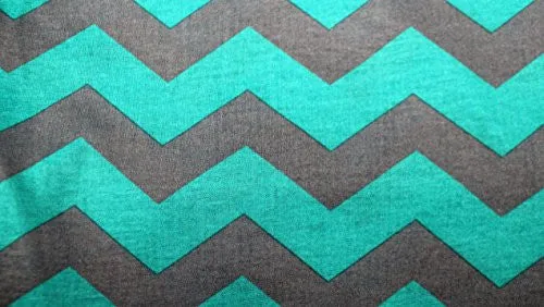 Women's Turquoise/Gray Chevron Patterned Infinity Scarf with Zipper Pocket